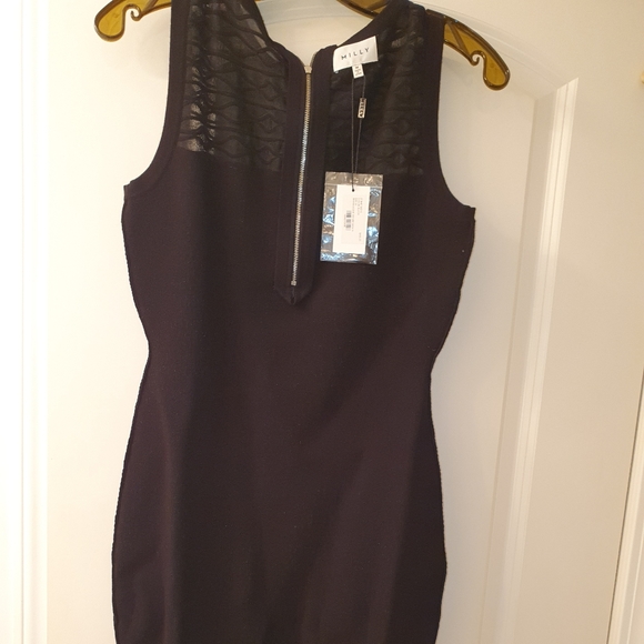 Black milly women dress with translucent texture sheath top and bottom,size M - Picture 4 of 6